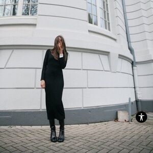 Zara OPEN BACK FITTED INTERLOCK midi DRESS womens size S